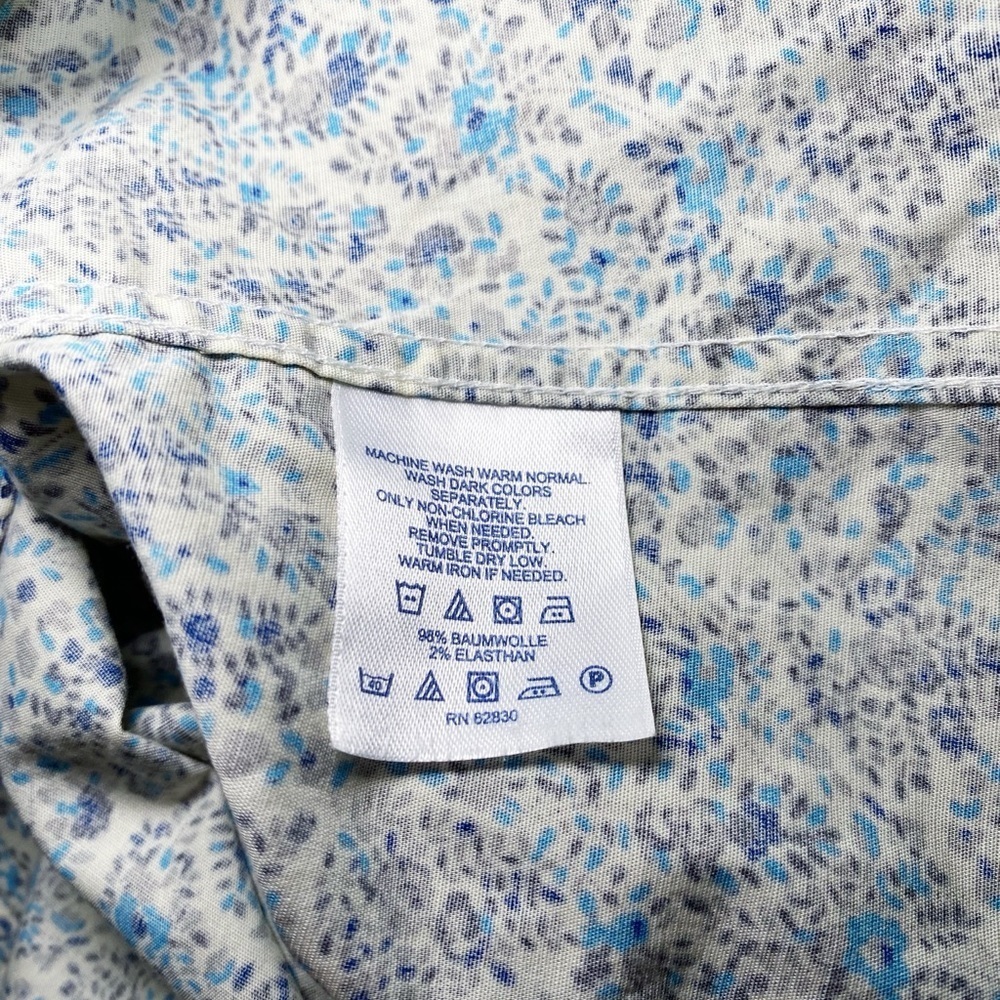 Lands’ End Blue and White Paisley Long Sleeve Button Down Shirt - Picture 9 of 14